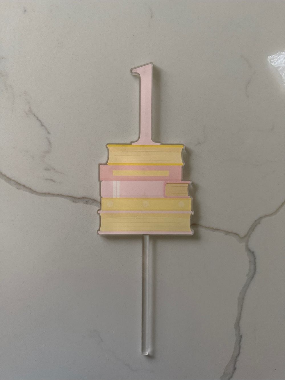 Pink and Yellow '1' Cake Topper - First Birthday Party Decor